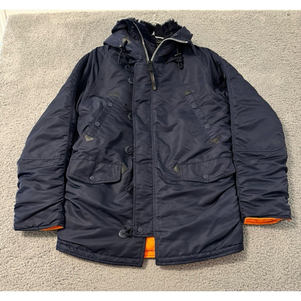 Airboss  Small Snorkel Parka‎ Jacket Hooded Long Sleeve Blue Winter
